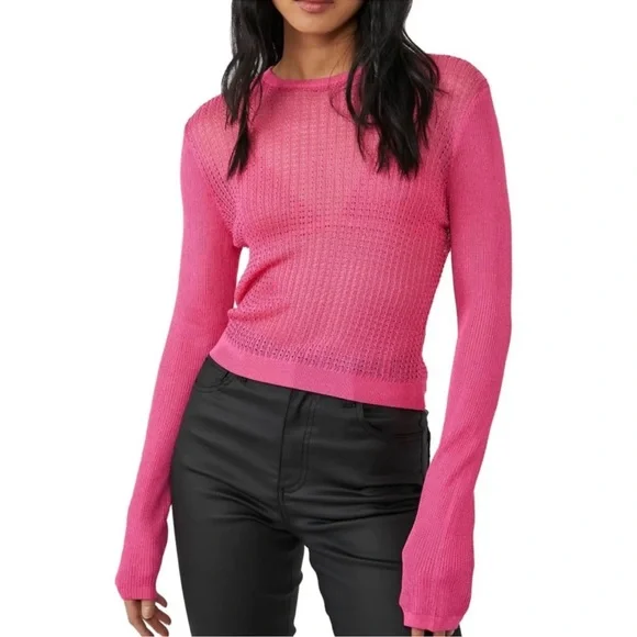 Free People H20 Crewneck Pink Sweater - Picture 3 of 3